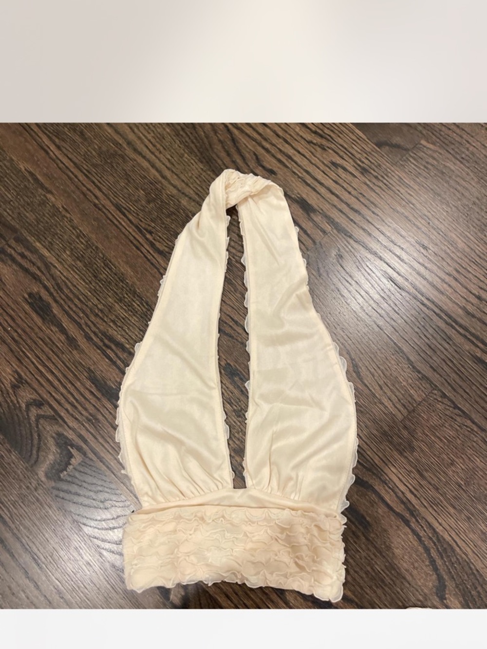 Princess Polly Cream Ruffle Halter Top - Picture 2 of 3